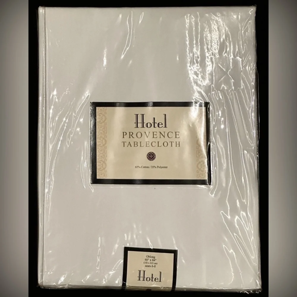 NEW HOTEL PROVENCE TABLECLOTH 70 X 84 SOLID WHITE SEATS 6-8 PERSONS